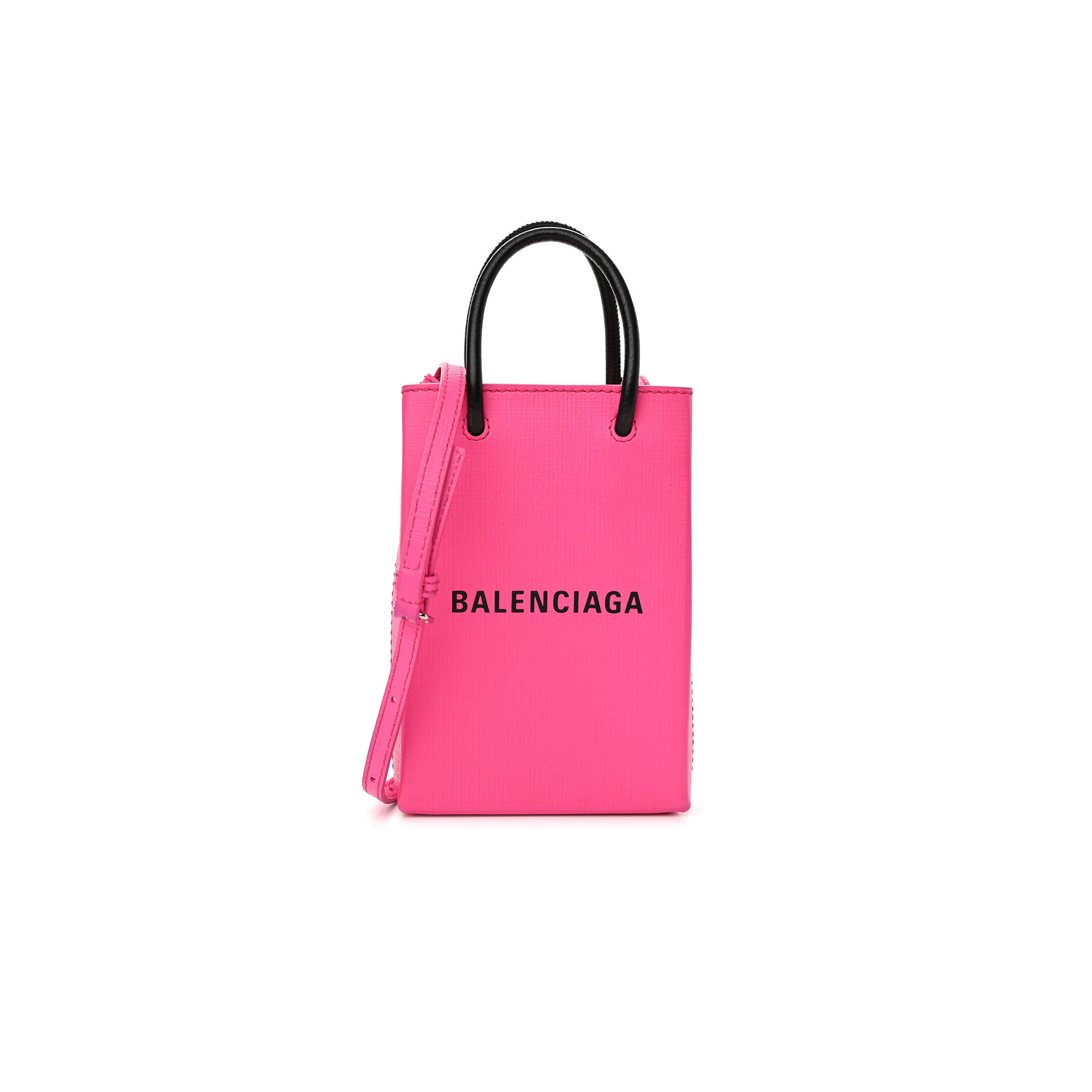 BALENCIAGA SHOPPING PHONE HOLDER BAG ACID FUCHSIA 593826 (18*11*5cm)